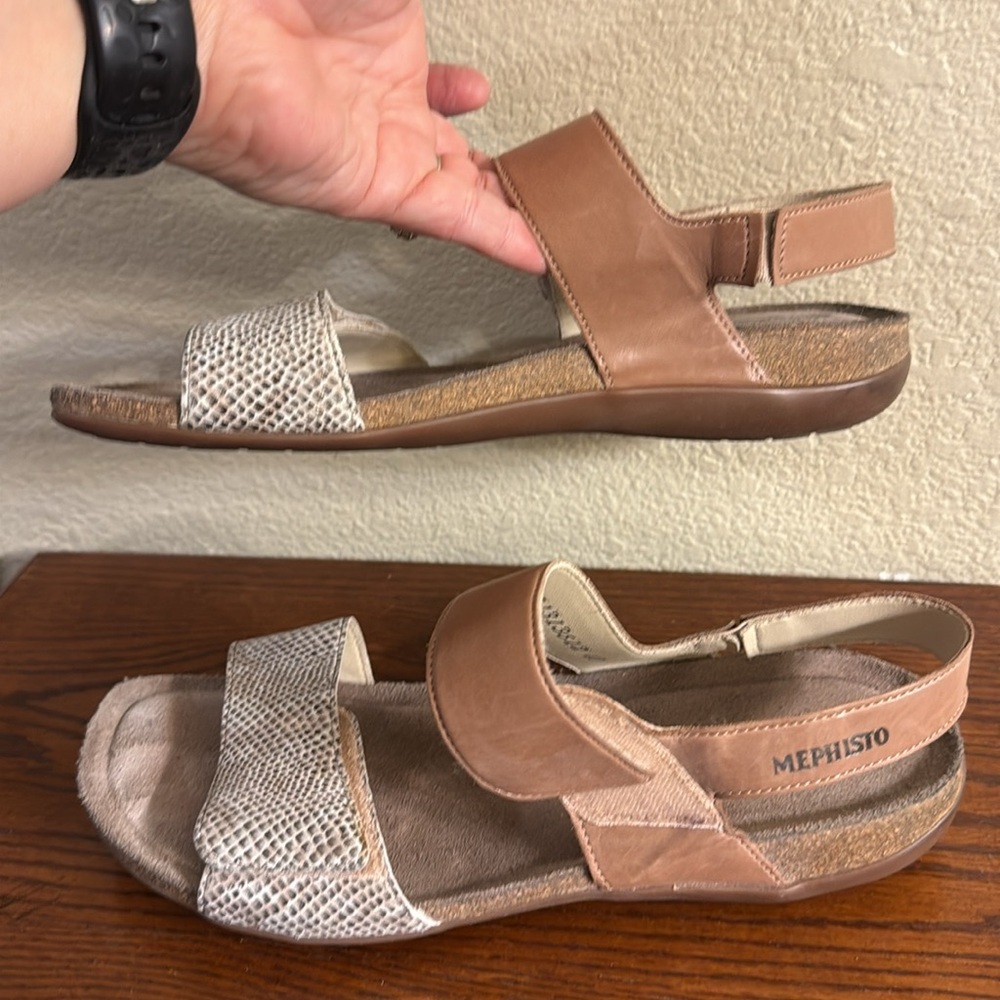 Mephisto Brown and Cream Sandals 40 - Picture 6 of 10
